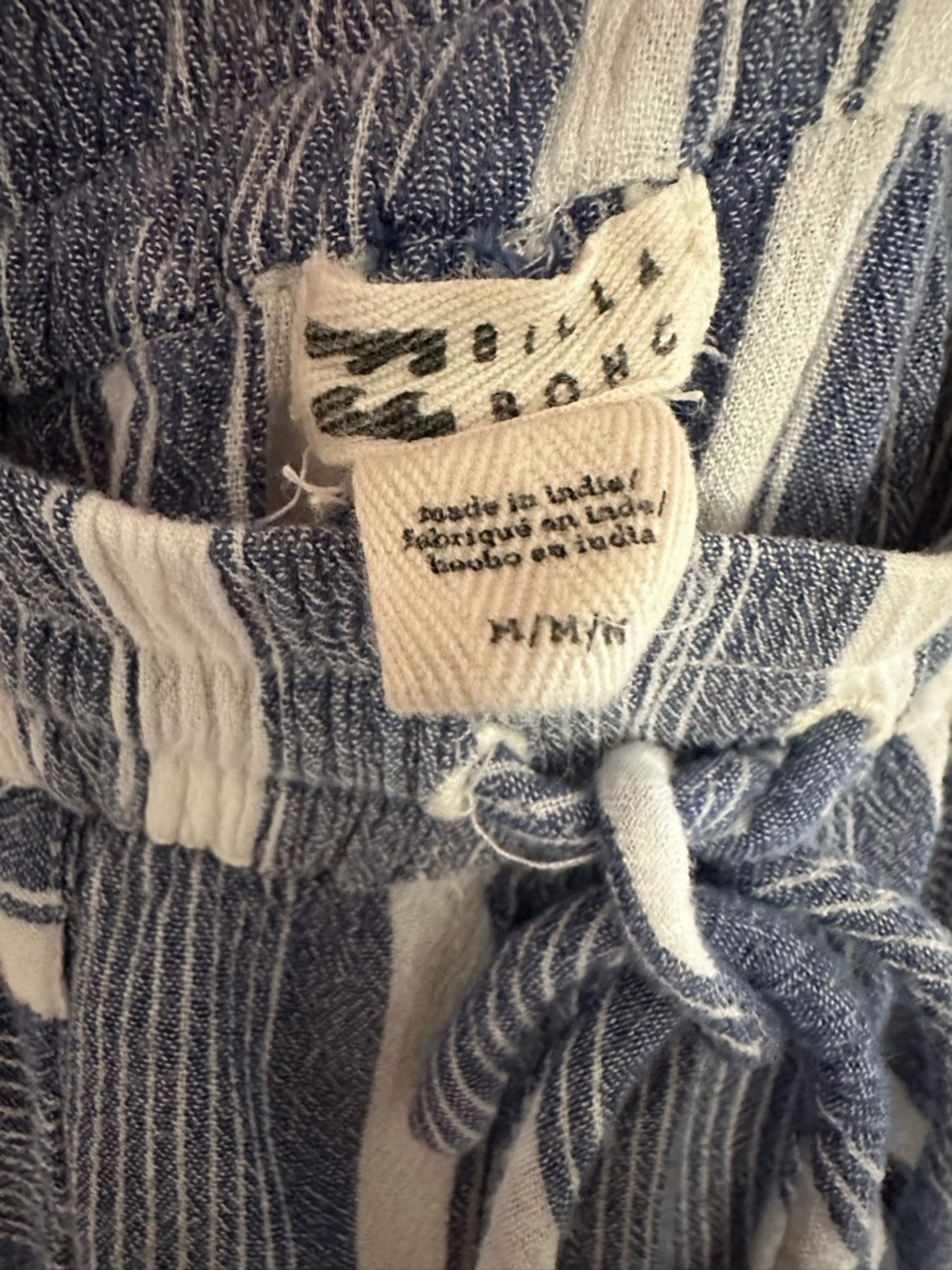 Billabong Striped Wide Leg Pants | Blue White Beachy Drawstring | Size M - Picture 6 of 9